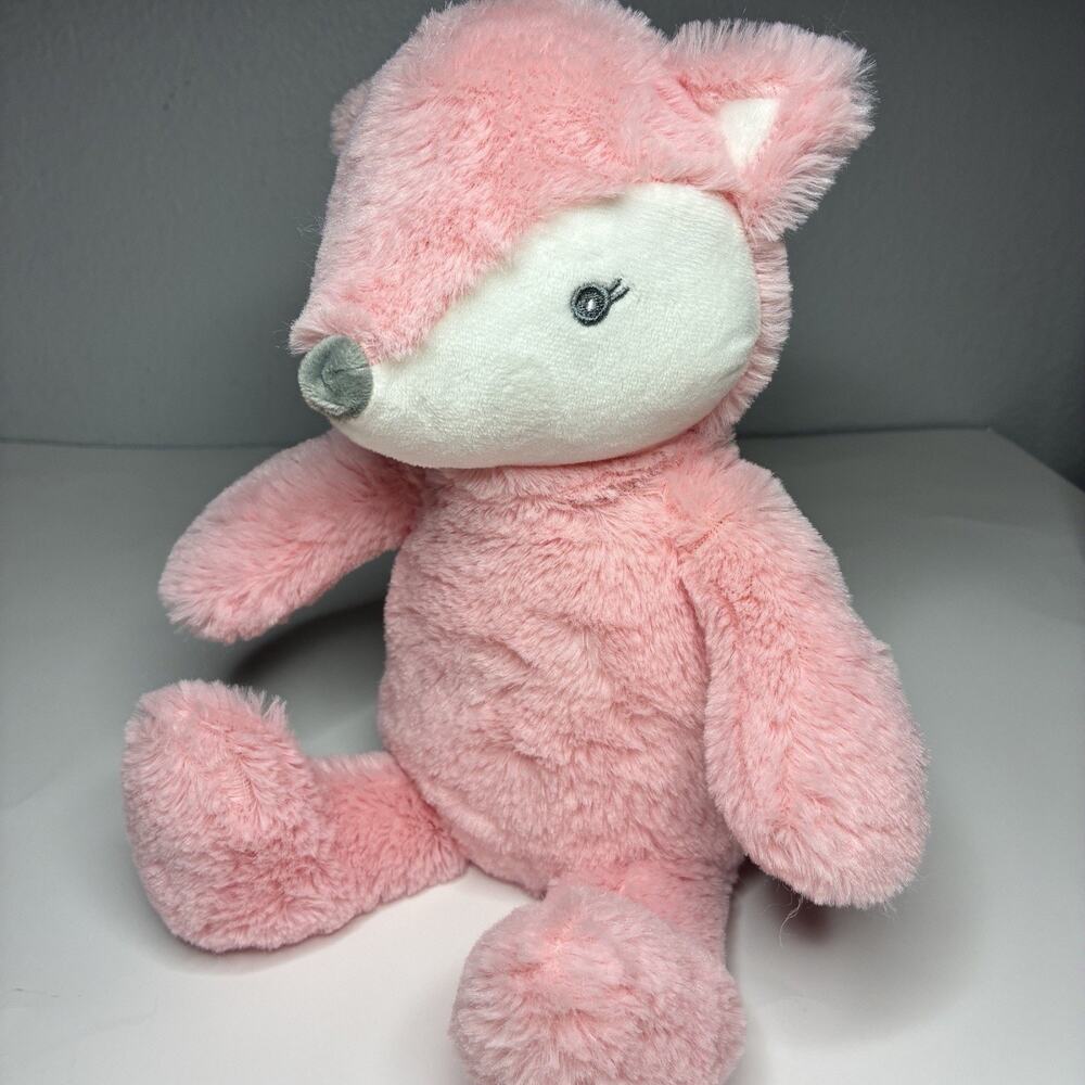 Manhattan Kids Pink Fox Plush 13” White Gray Stuffed Animal Lovey